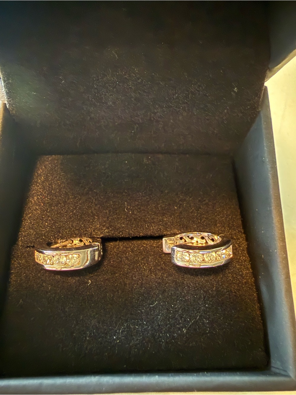 Silver-Tone Hoop Huggie Earrings with Clear Stones - Women's Jewelry
